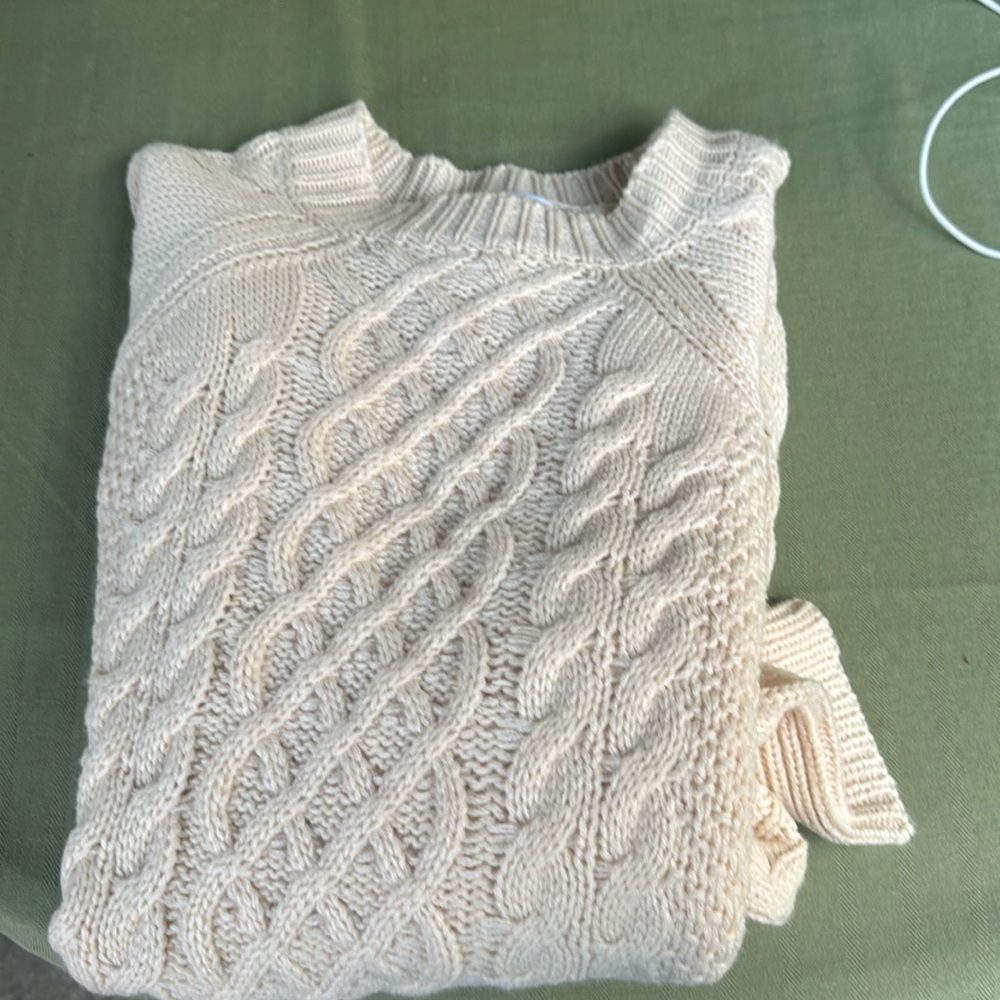 ANRABESS Cream Cable Knit Sweater